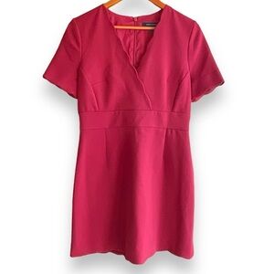 French Connection Dress Red Mini Knee Length Cocktail Scalloped‎ V Neck Size 8